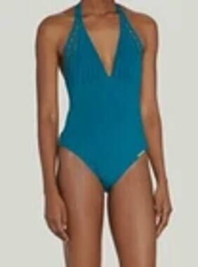 Lise Charmel Ajourage Couture Halter One Piece Swimsuit Teal Size S NWT France